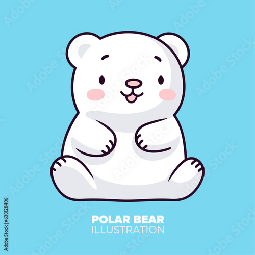 Cute Polar Bear Cartoon: Vector Icon Illustration of Animal Nature Concept in Flat Cartoon Style