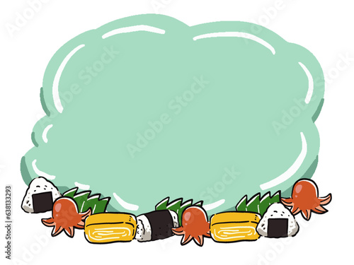 お弁当のおかずのフレームイラスト