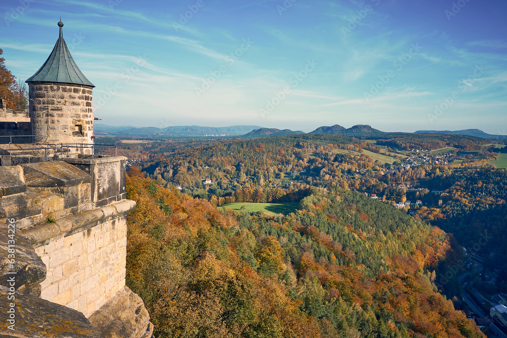 Impression und Panoramaaussicht von der Festung Königstein in der Sächsischen Schweiz