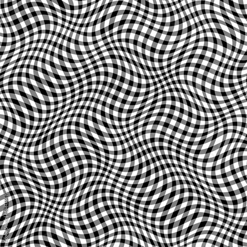 seamless black white wavy plaid background vector pattern
