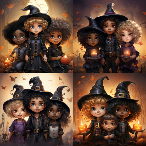 children in halloween costumes