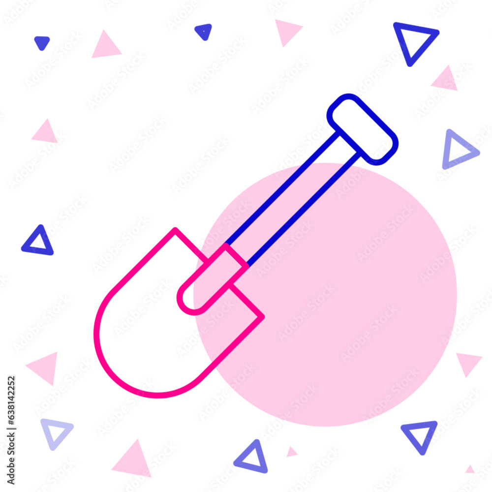 Line Shovel icon isolated on white background. Gardening tool. Tool for horticulture, agriculture, farming. Colorful outline concept. Vector Line Shovel icon isolated on white background. Gardening tool. Tool for horticulture, agriculture, farming. Colorful outline concept. Vector