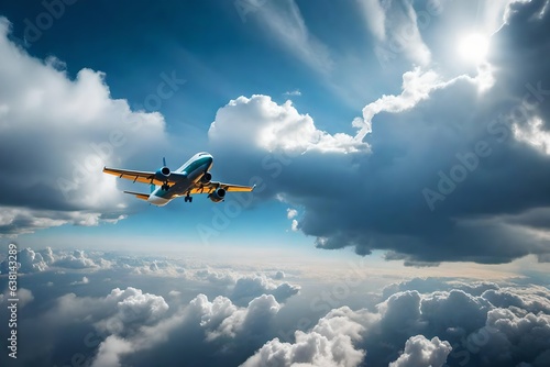 airplane flying above the clouds