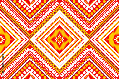Seamless design pattern, traditional geometric zigzag pattern.white yellow red vector illustration design, abstract fabric pattern, aztec style for print textiles 