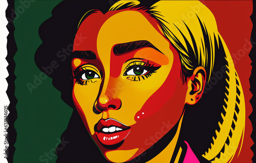 Fashion african american woman portrait in pop art comic style. Generative AI.