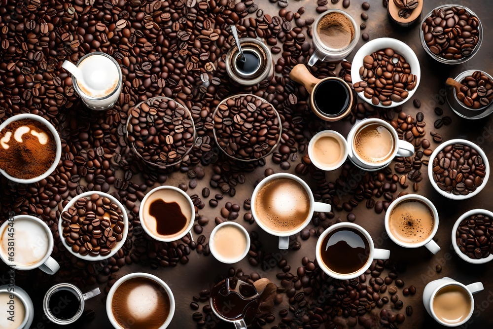 coffee beans in a cup and table coffee beans in a cup and table