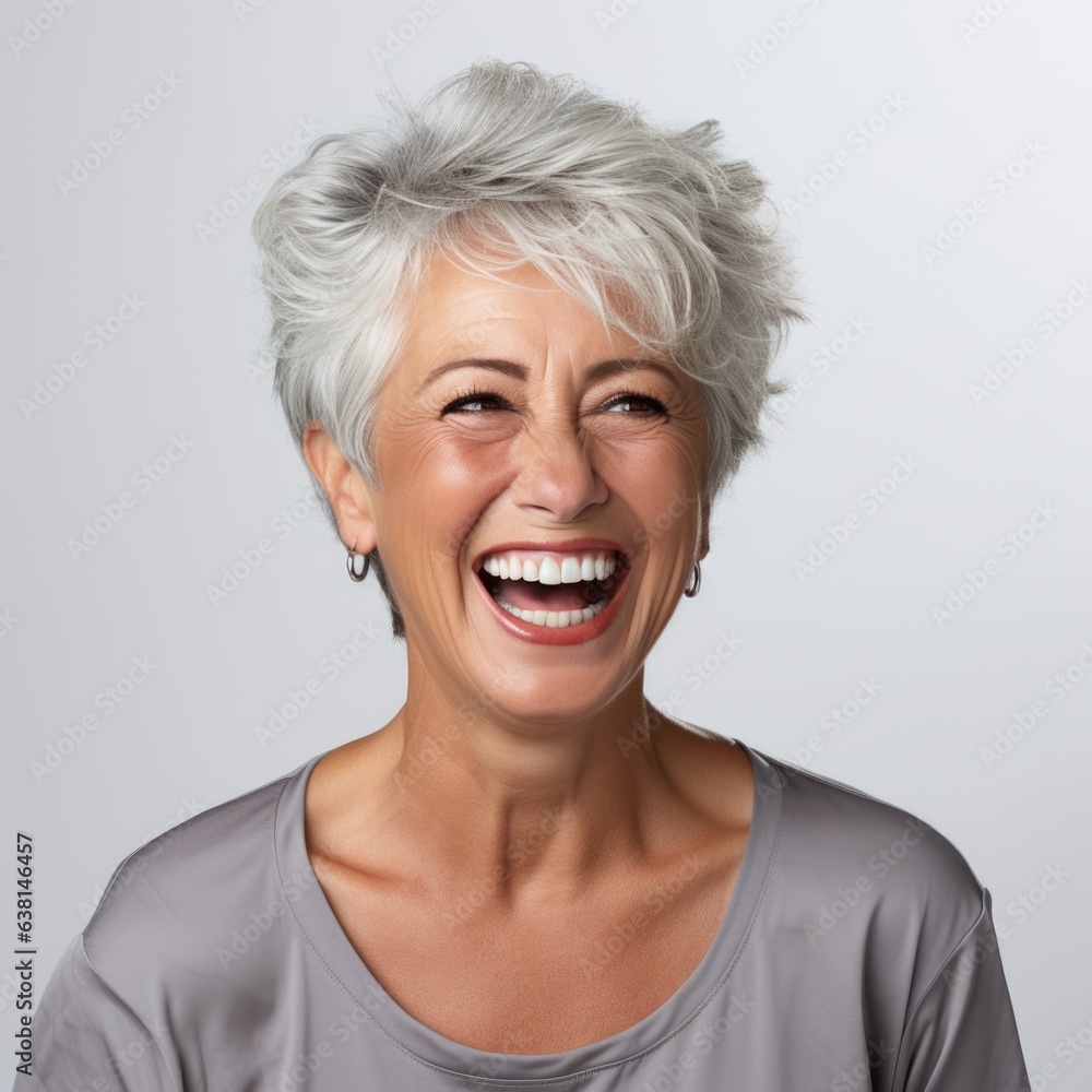 portrait of a beautiful elderly senior model woman with short grey hair generative ai portrait of a beautiful elderly senior model woman with short grey hair generative ai