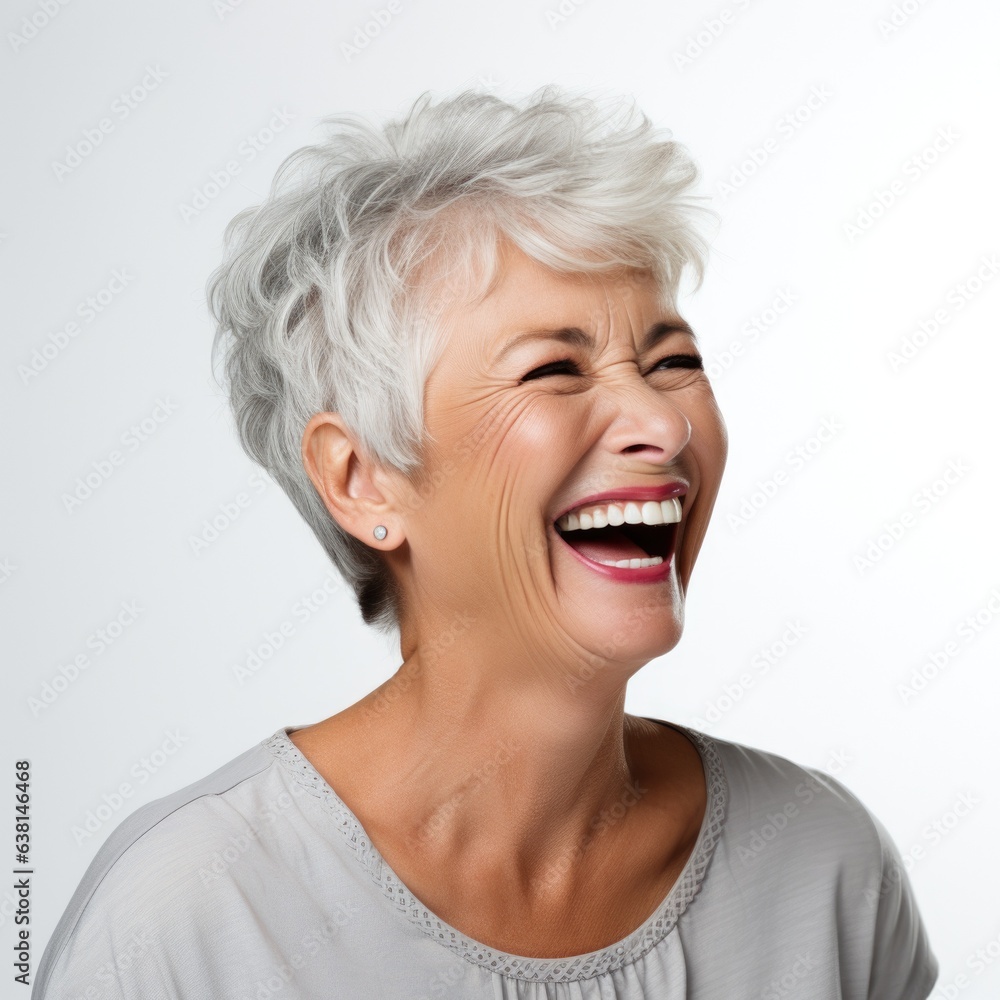 portrait of a beautiful elderly senior model woman with short grey hair generative ai portrait of a beautiful elderly senior model woman with short grey hair generative ai