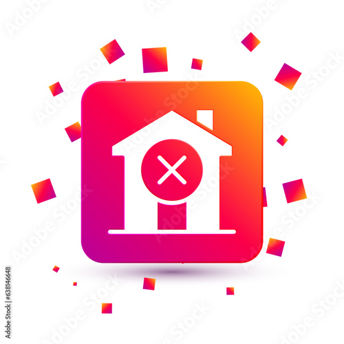 White No house icon isolated on white background. Real estate agency or cottage town elite class. Square color button. Vector