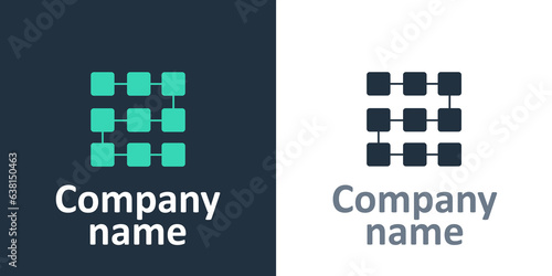 Logotype NFT blockchain technology icon isolated on white background. Non fungible token. Digital crypto art concept. Logo design template element. Vector