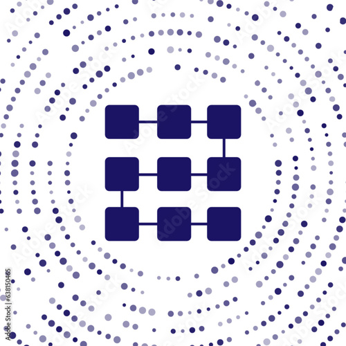 Blue NFT blockchain technology icon isolated on white background. Non fungible token. Digital crypto art concept. Abstract circle random dots. Vector