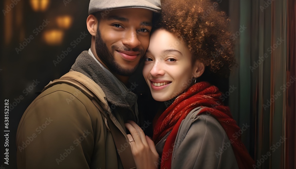 Pareja multirracial sonriente Pareja multirracial sonriente