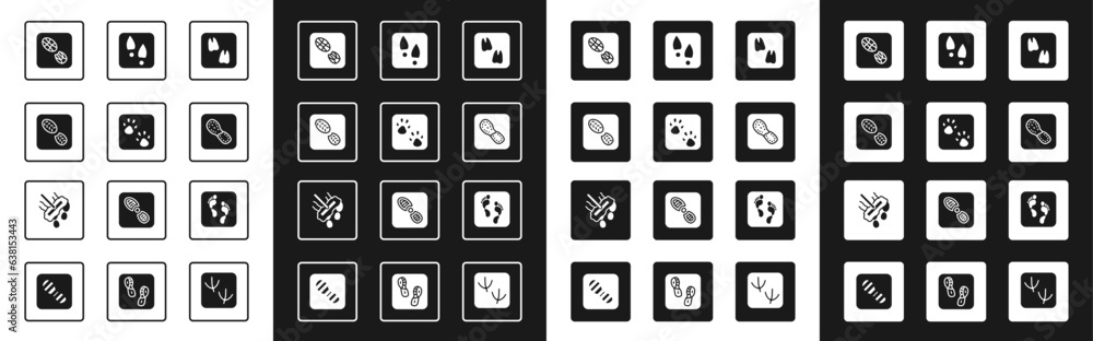 Set Camel paw footprint, Paw, Human footprints shoes, and Mop icon. Vector Set Camel paw footprint, Paw, Human footprints shoes, and Mop icon. Vector