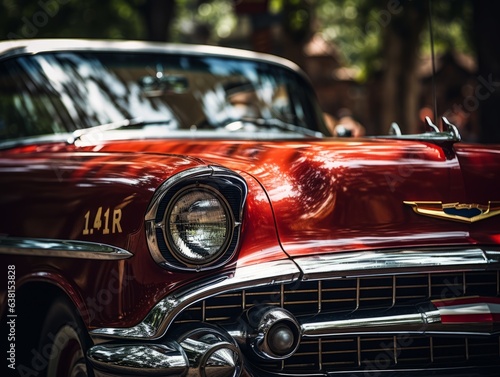 United States flags adorn a vintage car, symbolizing an enduring love for the country