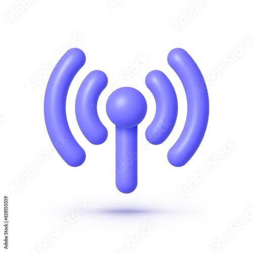 Signal 3d on white background. Internet network. Radio antenna icon. Vector illustration design