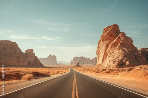 Scenic road in AlUla region of Saudi Arabia desert photo