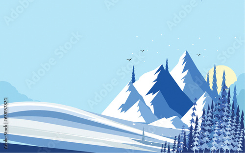 landscape with mountains snow generative AI