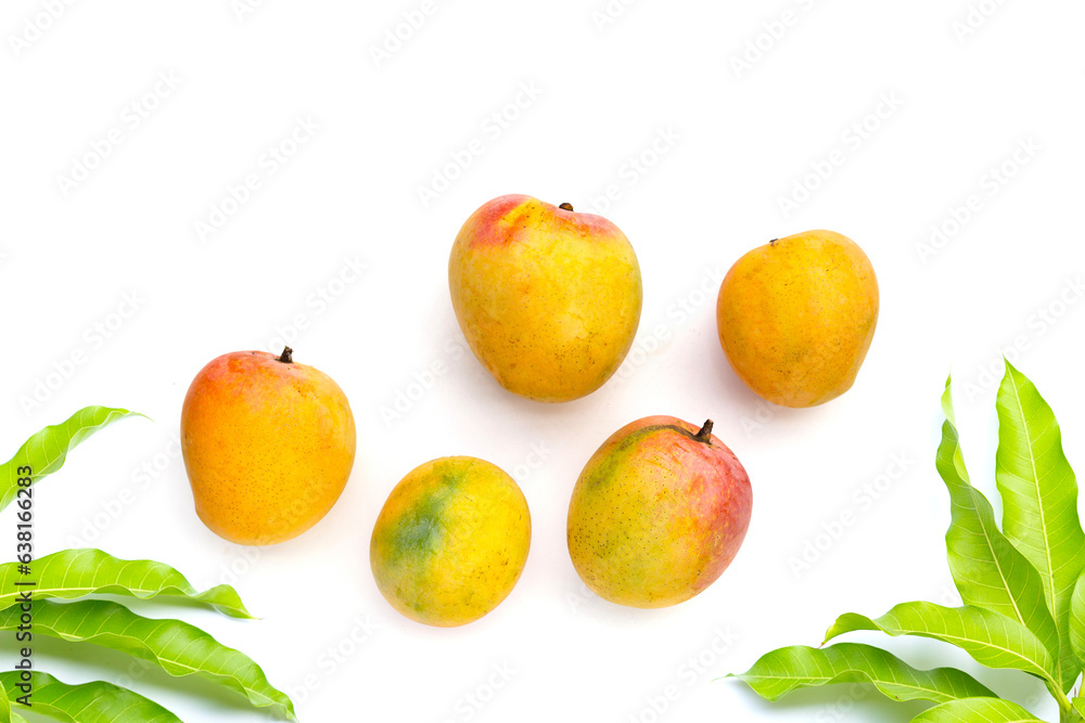 Mango on white background. Tropical fruit