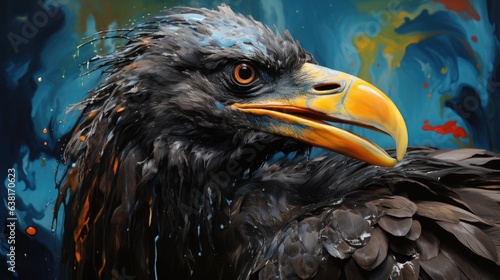 bird coated in oil from a spill, highlighting the severe impact of pollution on wildlife generative ai