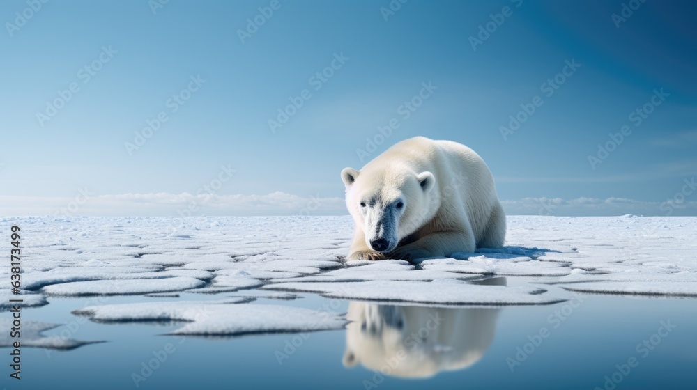 polar bear on melting ice, a symbol of climate change generative ai polar bear on melting ice, a symbol of climate change generative ai