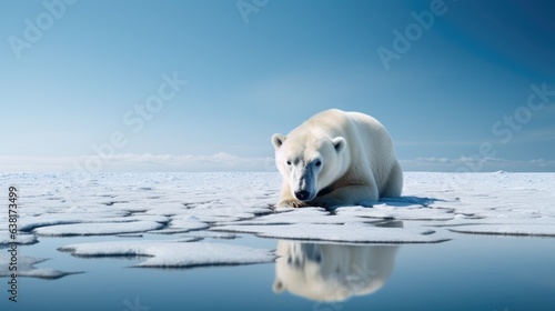 polar bear on melting ice  a symbol of climate change generative ai