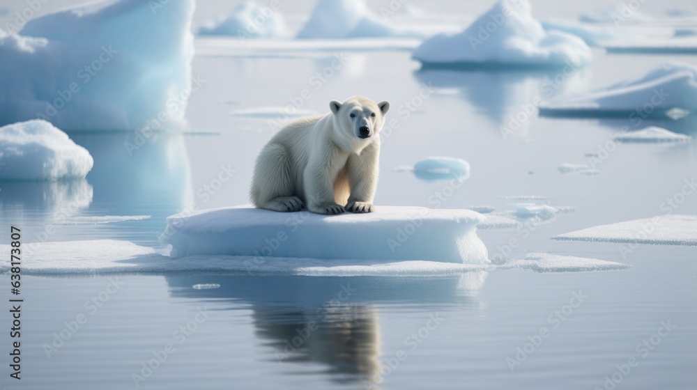 polar bear on melting ice, a symbol of climate change generative ai ...