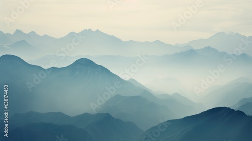 mountain range obscured by haze, showcasing the effects of air pollution generative ai