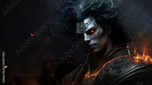 A stunning artwork captures the essence of Hades, the powerful deity of the underworld. Hades god of the underworld in aura of power and mystique.