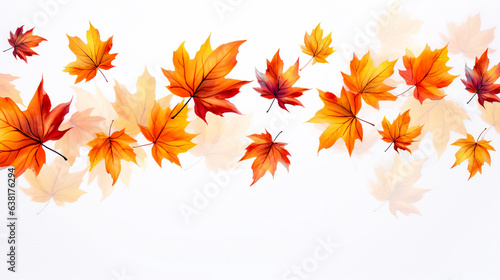 autumn maple leaves ornament on white background raster picture.