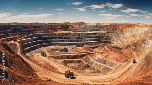 Fotografie, Obraz landscape scarred by open pit mining, a vivid representation of land degradation