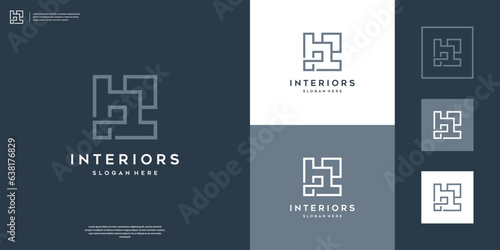 creative interior logo design, minimalist abstract square logo