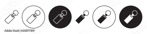 Key chain vector icon set. rent key with keychain symbol in black color. photo
