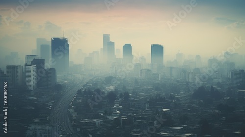 city shrouded in haze  indicating severe air pollution generative ai