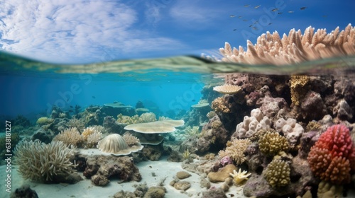 coral reefs affected and losing color due to water pollution generative ai