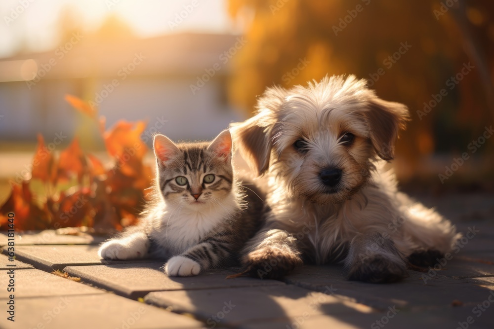 little kitten and puppy. ai generative little kitten and puppy. ai generative