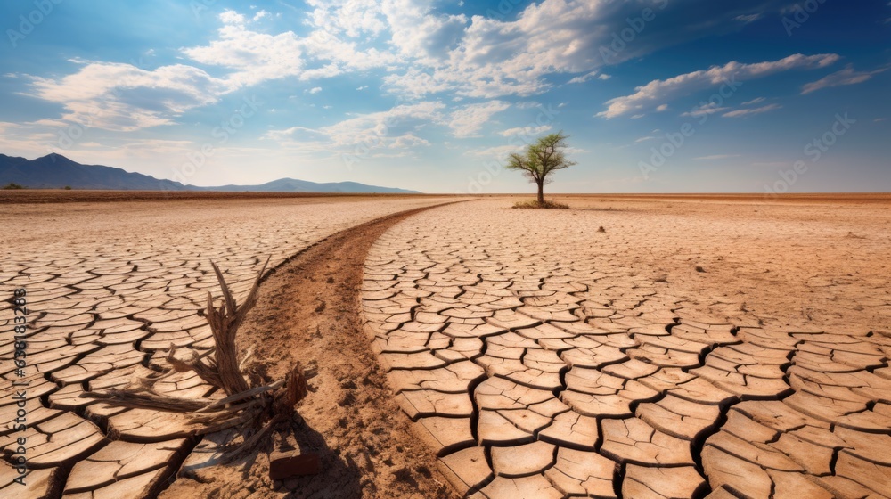 barren farmland affected by drought, a clear indication of climate change generative ai