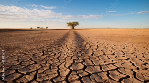 barren farmland affected by drought, a clear indication of climate change generative ai