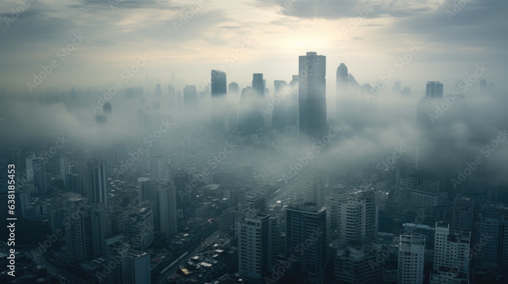 smog-filled city, illustrating the severity of urban air pollution generative ai