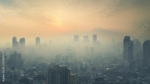 smog-filled city  illustrating the severity of urban air pollution generative ai