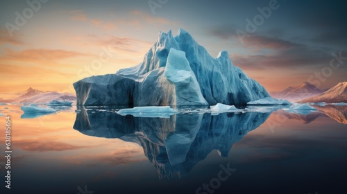 iceberg melting due to global warming, symbolizing climate change and its impacts generative ai photo
