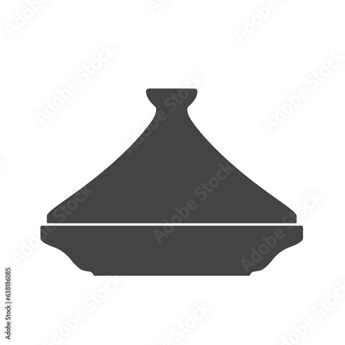 Tajine, traditional dish of Morocco, also called tagine, maraq or marqa. Food pottery ceramic brown pot. Morrocan clay craft. Isolated illustration on white background, stock image. National pattern.