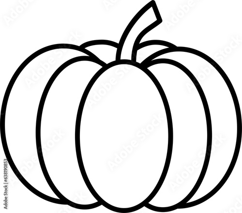 Outlined pumpkin, pumpkin doodles, pumpkin line art. Coloring page. Thanksgiving