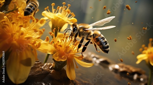 bees affected by pesticides, depicting the impact of pollution on biodiversity generative ai © Kelly