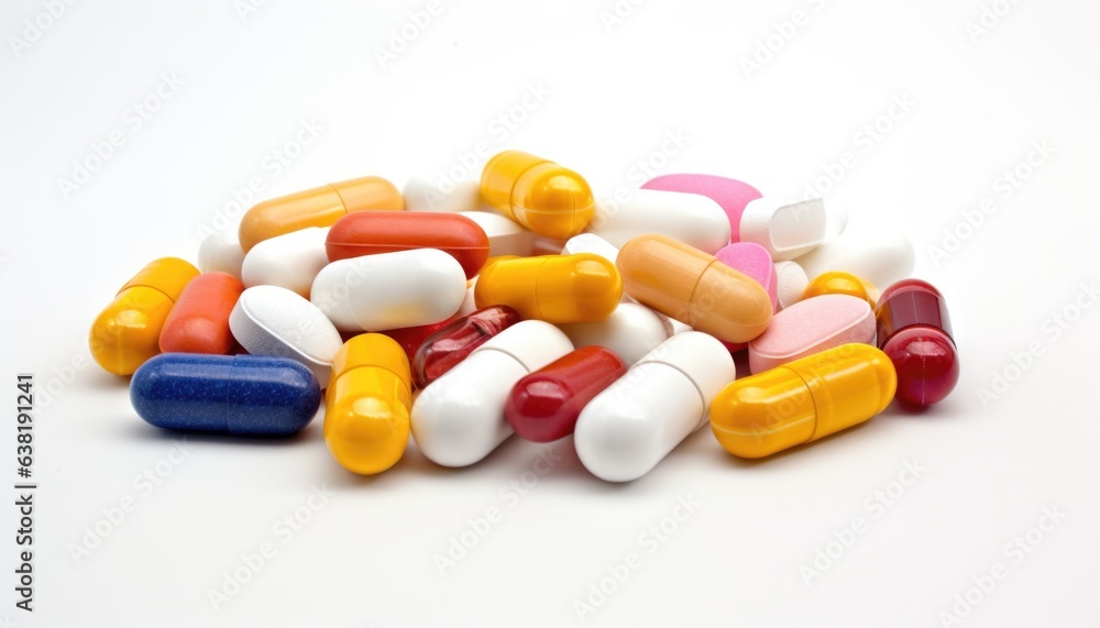 Colorful medical pills on white background Colorful medical pills on white background