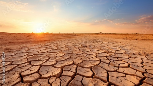 dry and cracked earth due to drought, a clear image of climate change generative ai