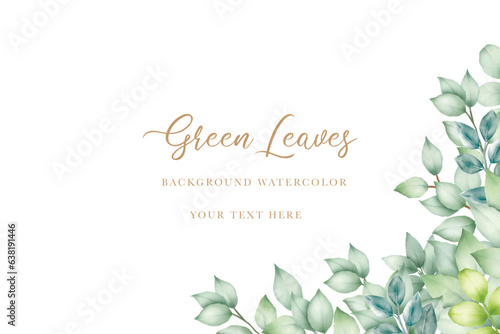 Beautiful green leaves background watercolor