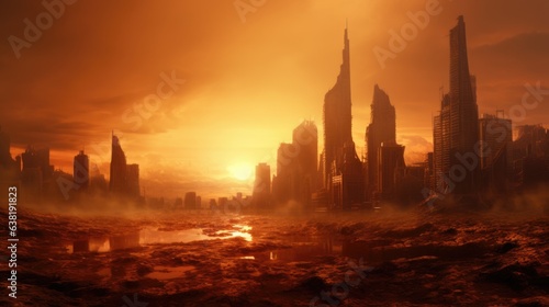 city experiencing extreme heatwave, a symptom of global warming generative ai © Kelly