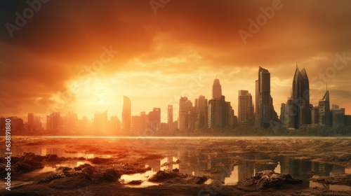 city experiencing extreme heatwave, a symptom of global warming generative ai