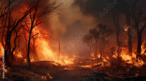 forest fire, a direct consequence of extreme weather conditions and climate change generative ai © Kelly