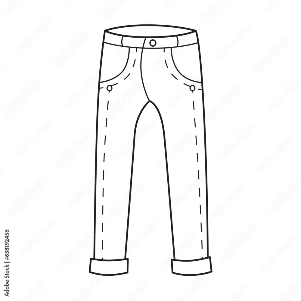 Jeans pants vector line illustration Jeans pants vector line illustration